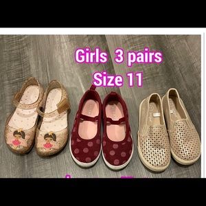 Girls  shoes, 3 pairs Size 11.